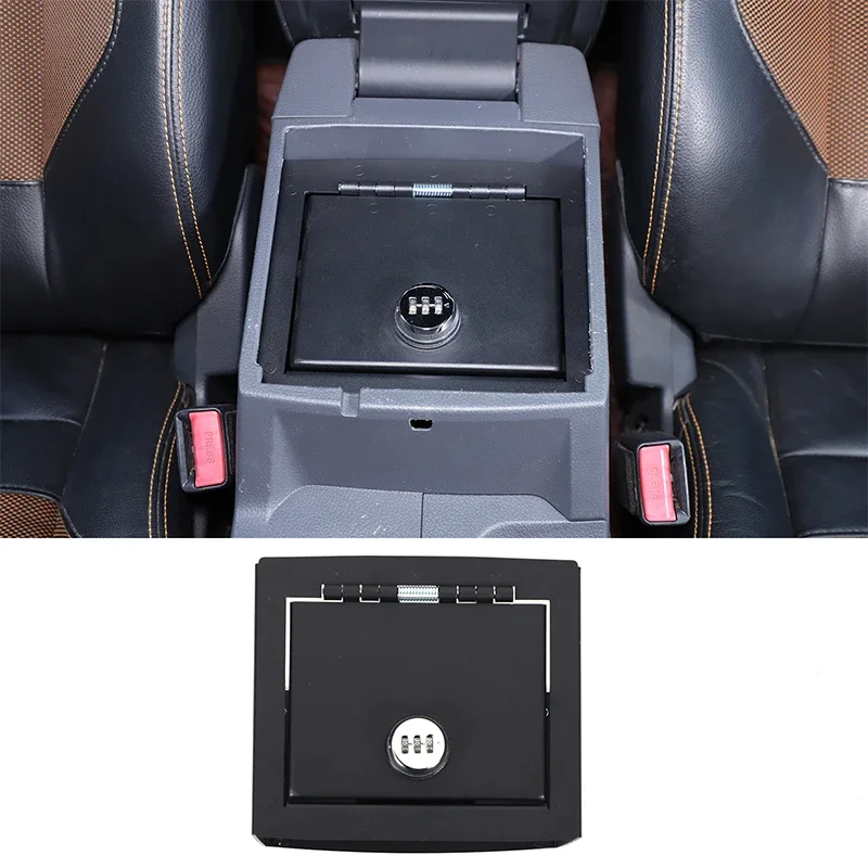 

For Ford Ranger 2015-2022 Carbon Steel Black Car Armrest Storage Privacy Password Lock Security Safe Box Interior Accessories