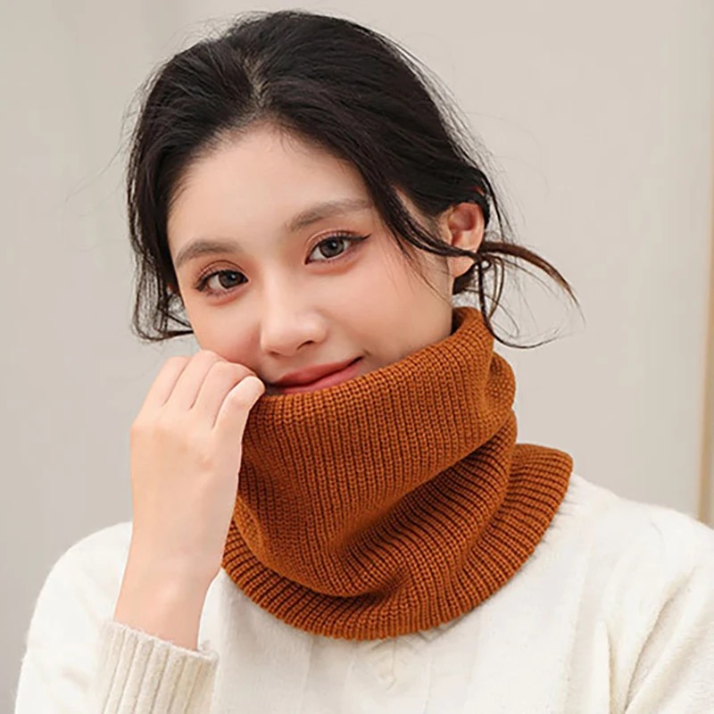 

Cashmere Warm Collar Ring Winter Scarf Solid Plush Thick Outdoor Unisex Thermal Knitted Neck Gaiter Neckerchief Full Face Mask