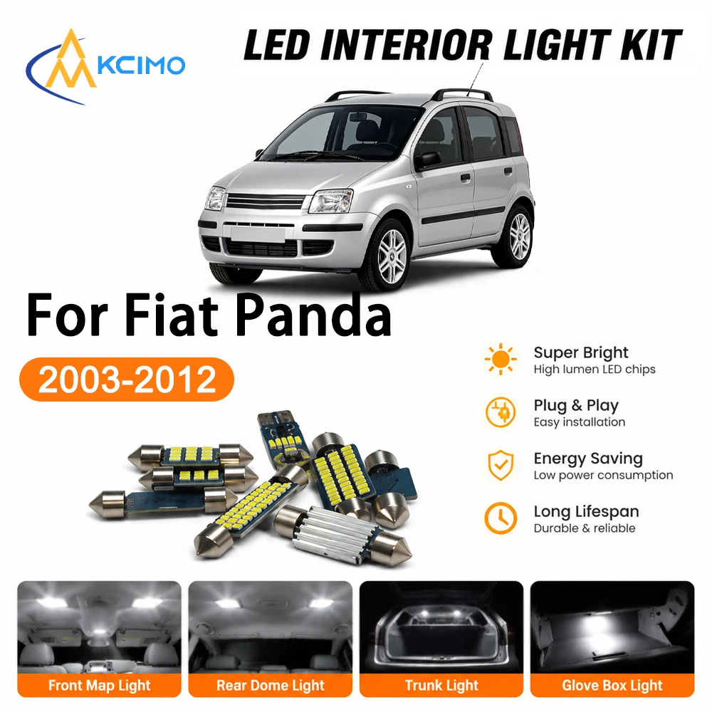 High Quality Atmosphere LED Interior Lightng Kit For Fiat Panda 2003-2012 Sturdy, Map Light Super Bright Easy Install