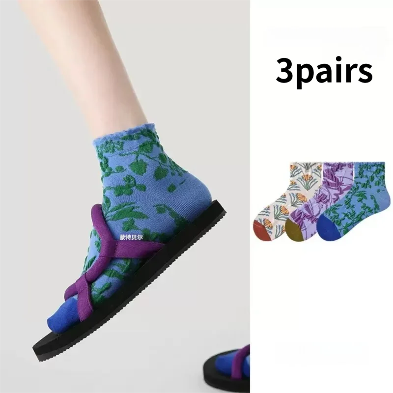 

Heye Summer Outdoor Breathable Sweat-Absorbing 3D Embossed New Chinese-Style Floral Retro Women's Short Socks