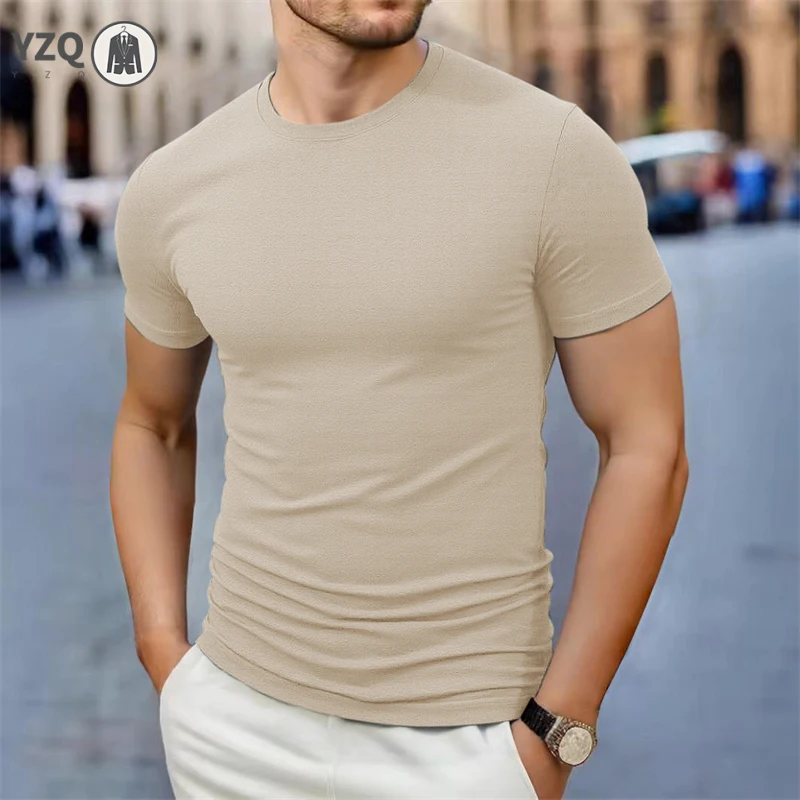 

New Men's Korean Casual Short Sleeved Round Neck T-shirt, Summer Fashionable and Comfortable Versatile Top