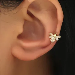 1 Pcs 925 Sterling Silver No-piecing Zircon Crystal Cute Bee Clip Earring For Women Girl Ear Cuff Jewelry Brincos Bijoux Femme