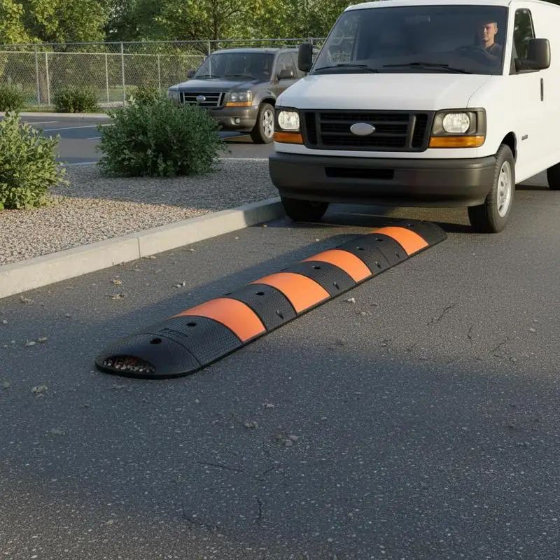 

Rubber Speed Bump 72.8 x 12.2 x 2.2 For Parking Lot Driveway Construction Site 2-Channel Modular Design 22000 LBS Load Capacity Heavy Duty Rubber Material Installation Hardware Included Asphalt Concrete Gravel Compatible Structure