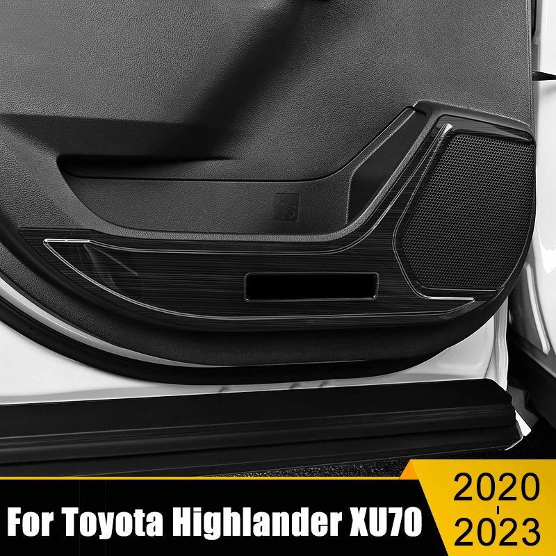 

For Toyota Highlander XU70 Kluger 2020 2021 2022 2023 Hybrid Stainless Car Door Edge Protection Pad Anti-kick Door Mats Cover