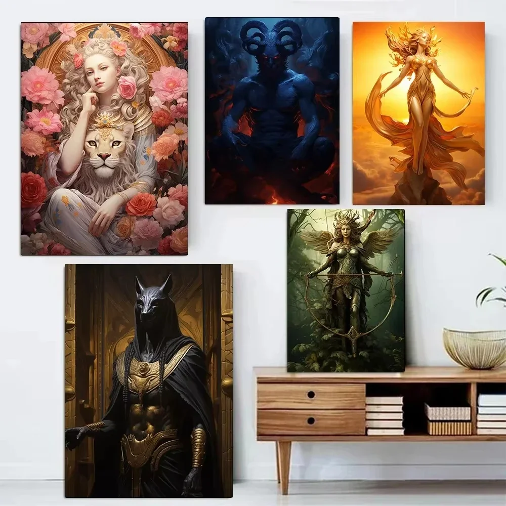 لوحات أثينا الداخلية لديكور المنزل ، فن الحائط ، ملصق قماش ، الماشية ، شيطان الملك ، غرفة الرياضة الإلكترونية ، الأساطير اليونانية #2