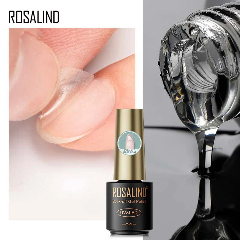 ROSALIND 1pc PeeL Off Base Top Coat Gel Nail Polish Set Curing for UV LED Lamp Gel Varnish Long Lasting Nail Art Manicure