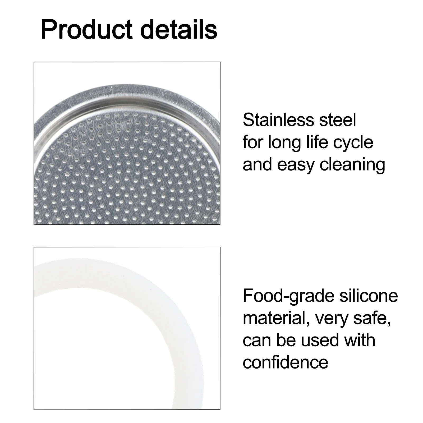 

3/6/9 Cup Moka Pot Filter And Silicone Gasket Seal Set Espresso Maker Filters With Silicone Gasket Seals Coffee Machine Parts