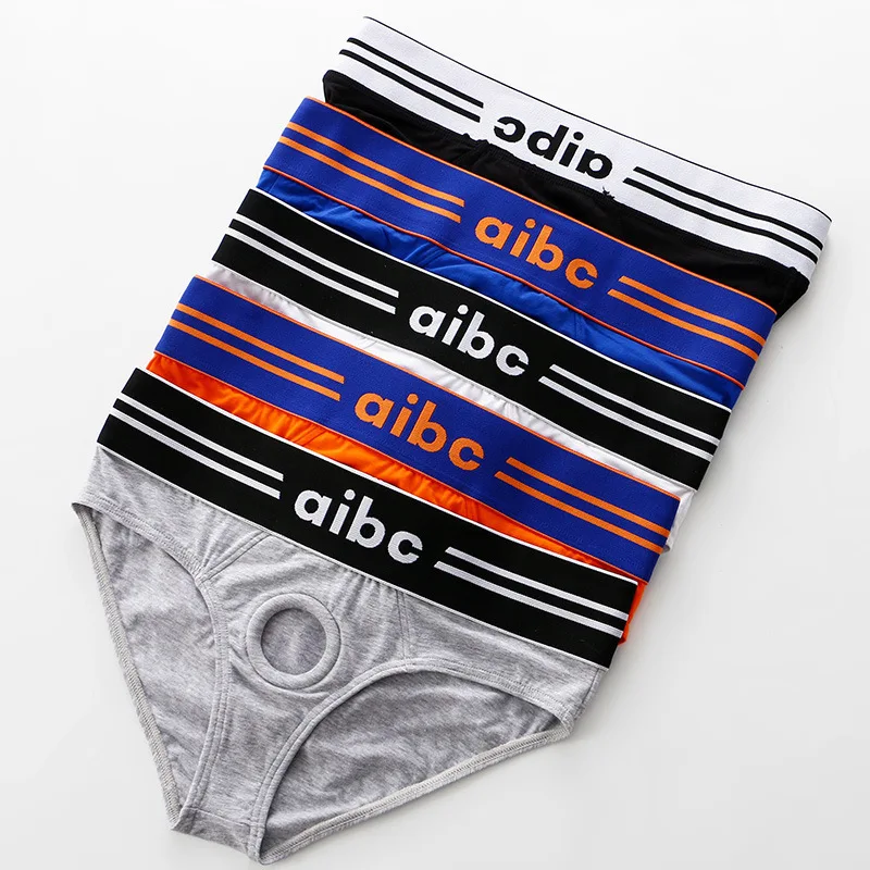 

Men's sexy panties neck ring briefs with vibration bag passion mutual comfort high waist briefs JJ set men