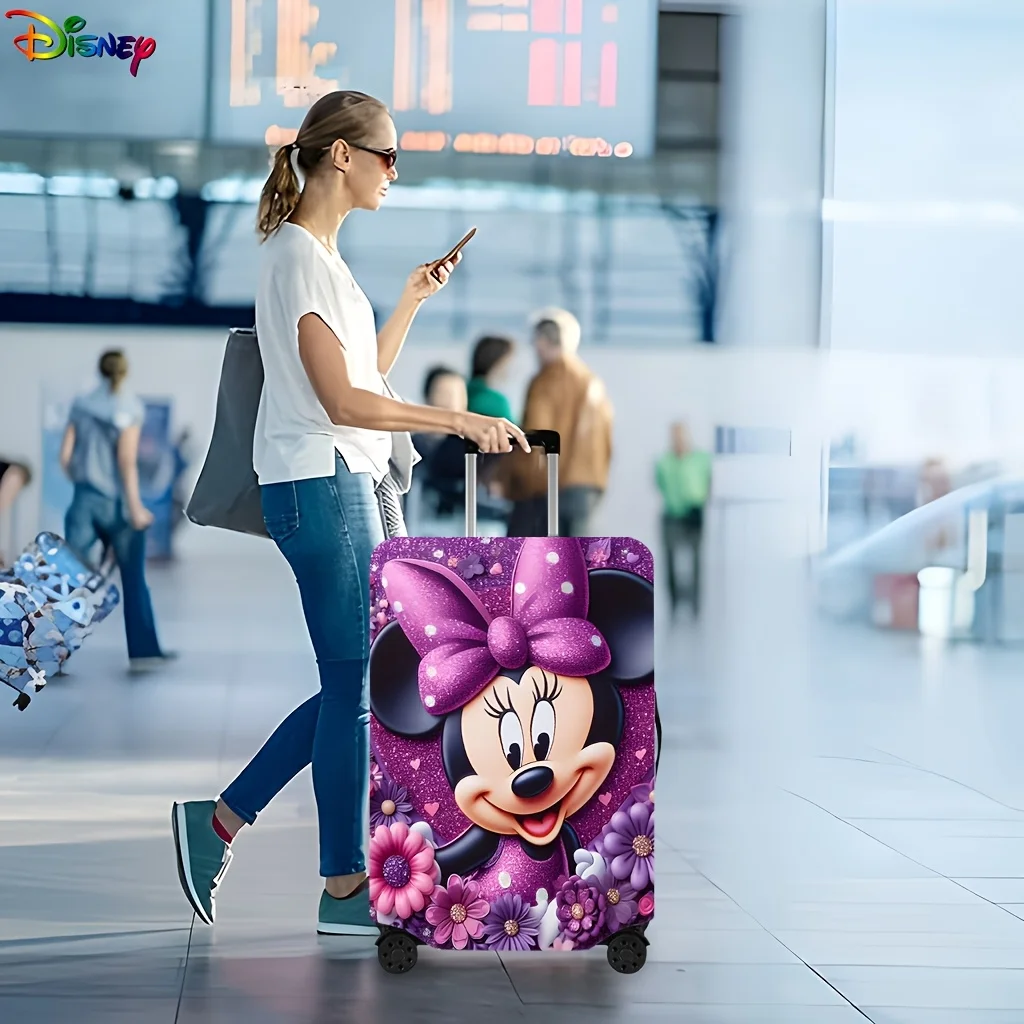 Penutup Pelindung Koper Pola Kartun Disney Mickey Mouse, Penutup Koper Tahan Debu dengan Kain Elastis, Tahan Lama