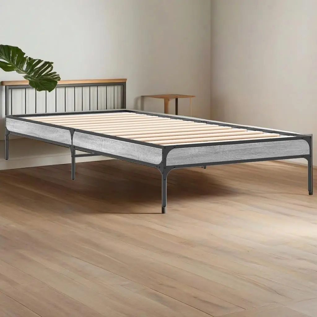 Grey Sonoma 90x190 cm Single Bed Frame (Mattress Not Included) - Stylish & Durable Design