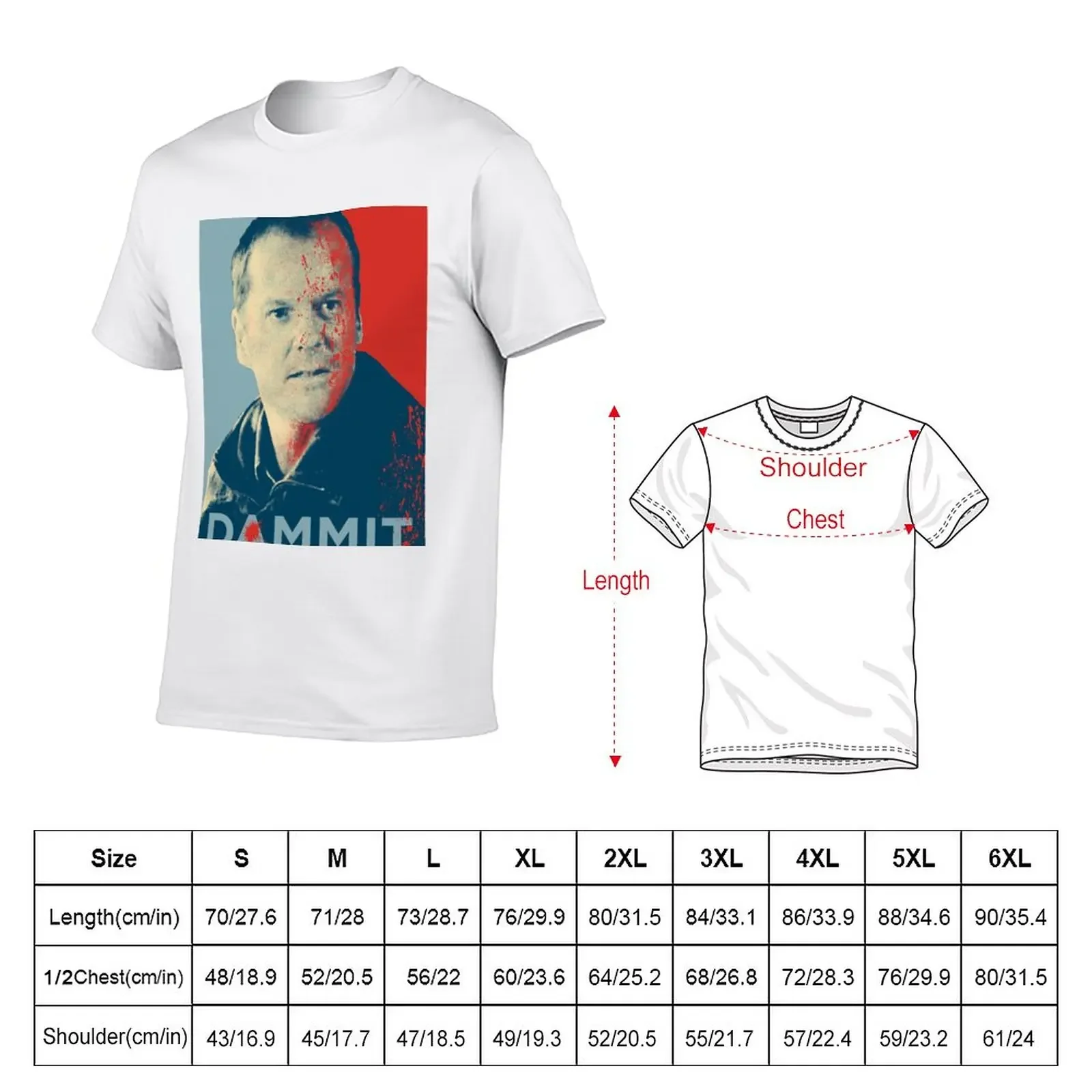 Jack Bauer from 24 in Dammit T-Shirt sweat Short sleeve tee customs Men's clothing