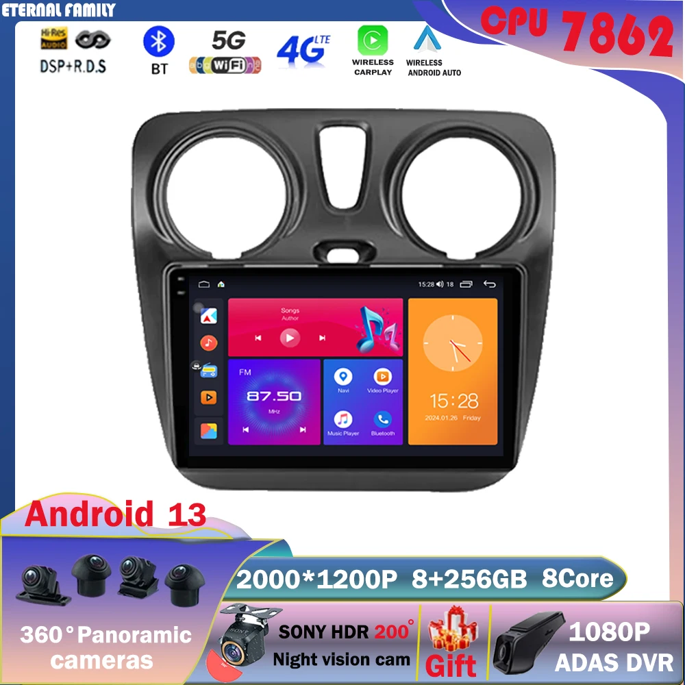 

Android 13 Auto Carplay Car Radio For Renault Lodgy Dacia Dokker 2012 - 2020 Navigation GPS Multimedia Player Stereo WiFi+4G BT