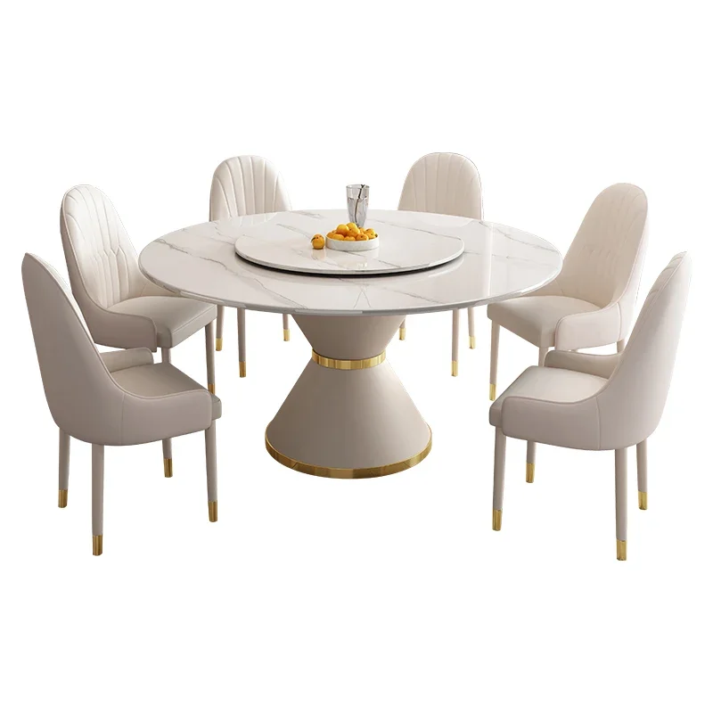 

Dining table, rock board, round table, cream wind, net red, refreshing living room, circular, luxurious, modern and minimalist