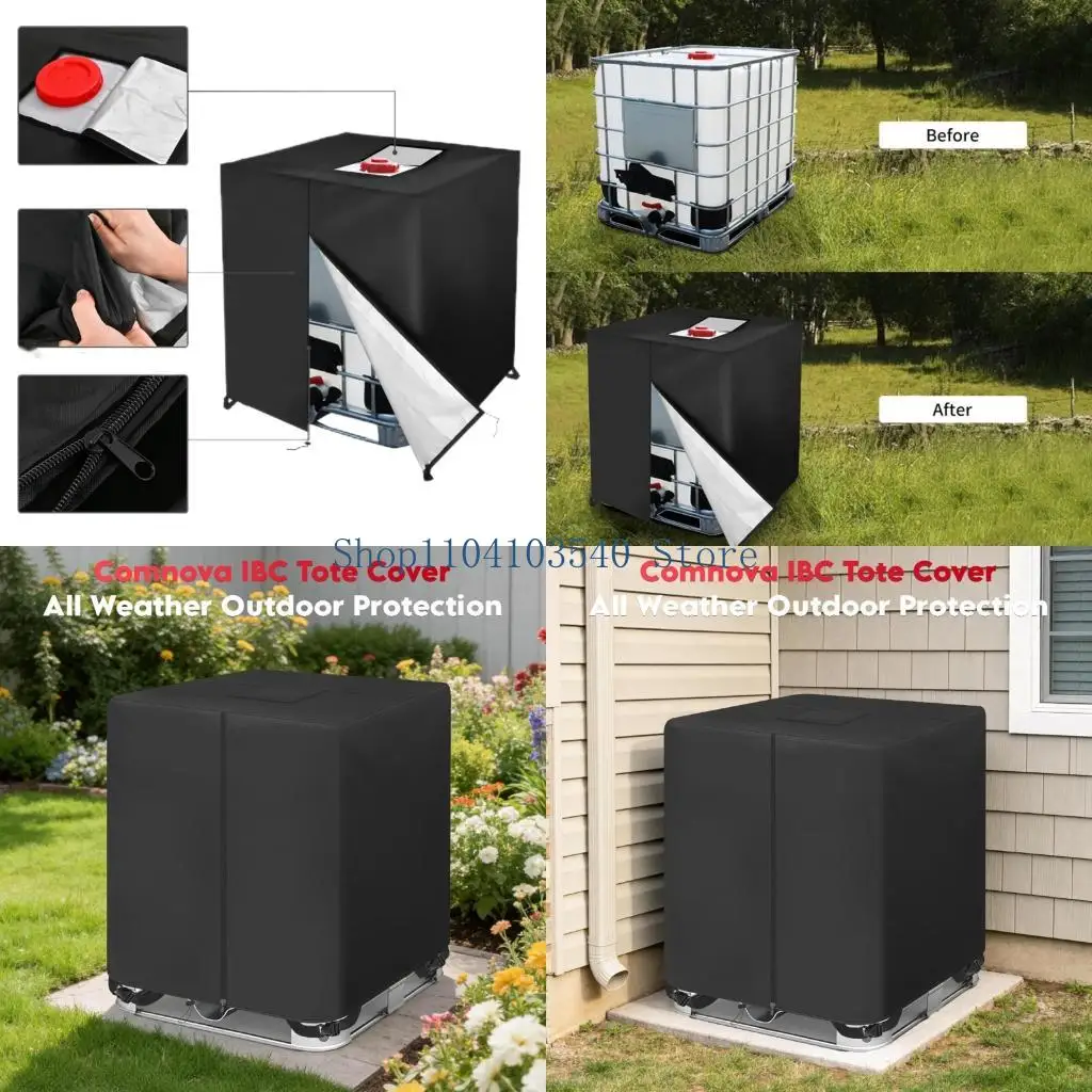 

02DC Heavy Duty IBC Water Cover With Reinforced Stitching Oxford Cloth IBC Container Protective Cover Easy to Use