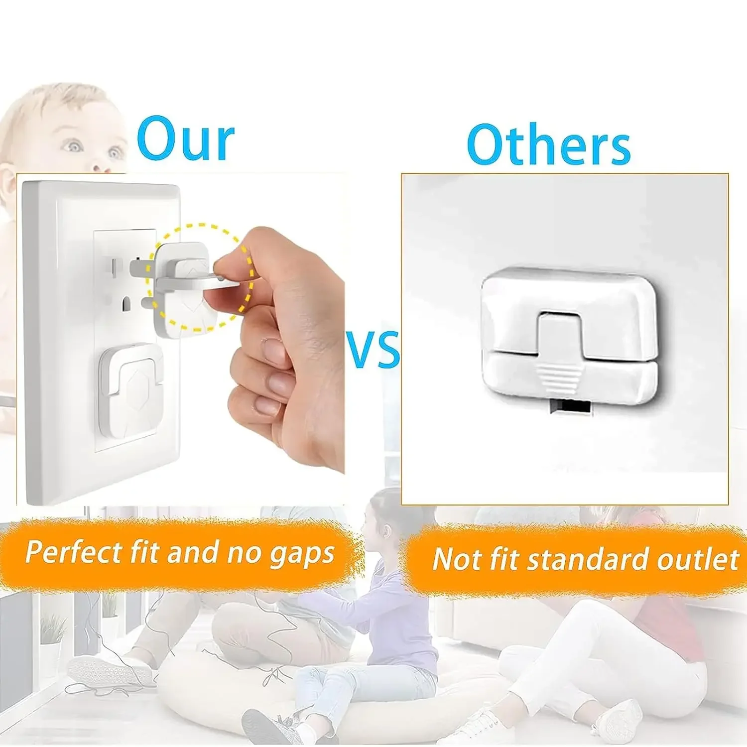 

Anti Electric Shock Socket Cover with Pull Ring Power Protection Hole Cover Plate for Home Safety