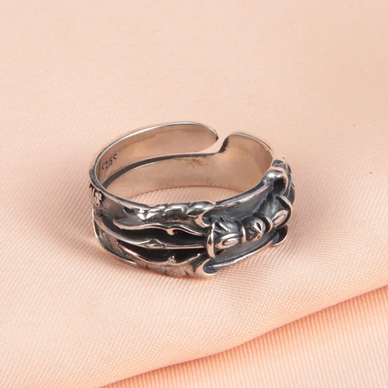 

100%S925 Sterling Silver six character mantra Vajra pestle ring