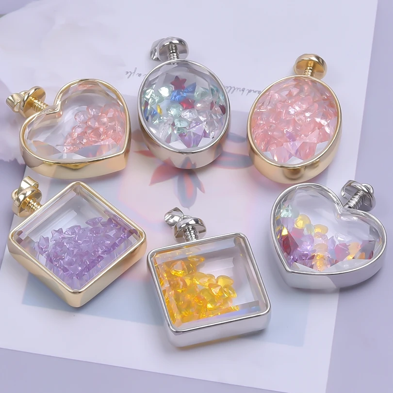 1Pc Mix Styles Geometric Heart Oval Glass Memory Living Relicario Cabochon Medaillon Locket Pendant For Jewelry Making Wholesale