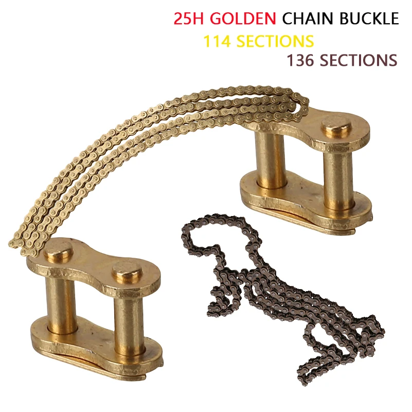 25H 114 chaîne or 25H 136 chaîne noire 25H boucle de chaîne en or pour mini moto ATV quatre roues ATV accessoires tout-terrain