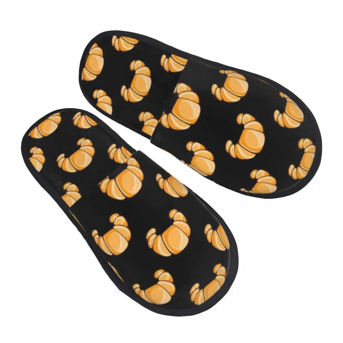 Custom Cute Croissant Slippers Memory Foam Warm Soft Women House Slipper Indoor Fluffy Shoes