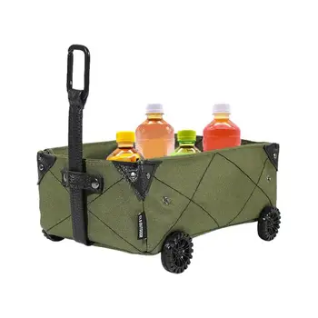 Outdoor tissue box holder camping Mini rolling storage cart on wheels trolley cart foldable car tissue box trolley for shopping