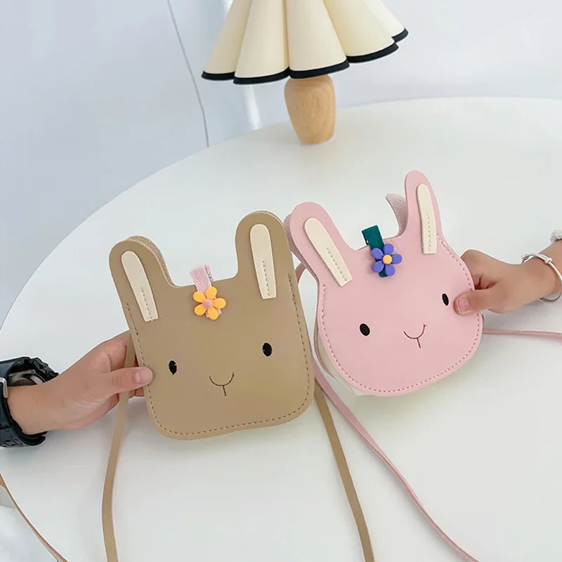 Cartoon Animal PU Leather Shoulder Bag Cute Bear Cross Body Messenger Bag For Children Soft Bunny Kids Toddler Girl Boy Purse