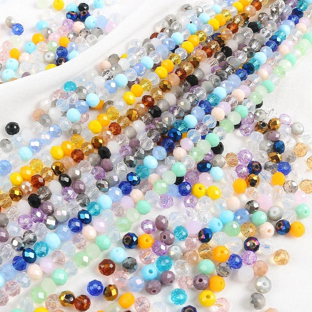 About 100Pcs Glass Crystal Wheel Beads Scattered Beads Separated Beads Handmade DIY Bracelet Necklace Earrings Glass Jewelry Acc
