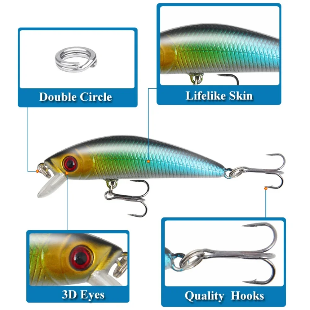 

Hard Bait Minnow Lure 7.5g 7.2cm 3Colors with Rattles for Bass Perch Topwater Fishing Crankbait Swimbait Artificial Bait