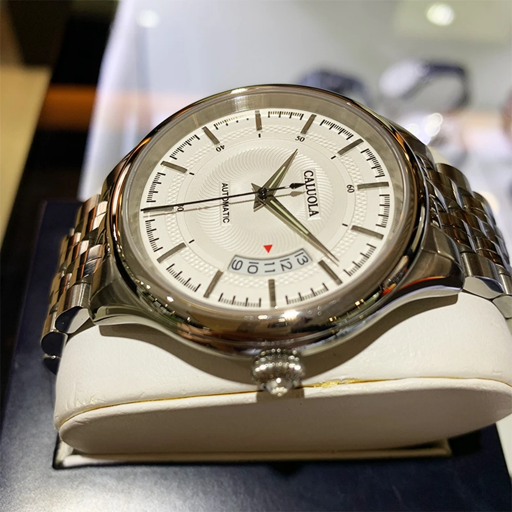 Мужские механические часы CALUOLA, Роскошные автоматические часы из нержавеющей стали с сапфировым стеклом, водонепроницаемость 50 м, новинка 2023, 41 мм