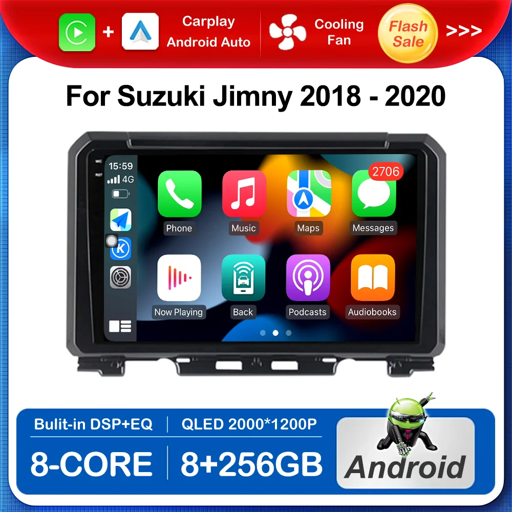 

9 '' Multimedia Video Player Android Auto Wireless Carplay for Suzuki Jimny 2018 - 2020 WiFi BT 4G DSP Stereo GPS Navigation