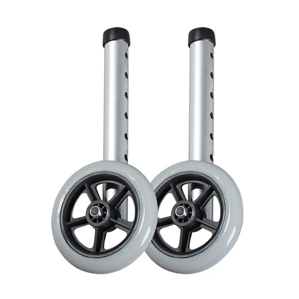 2Pcs Walking Aid Replacement Wheel Aluminium Alloy Rollator Wheelchair Wheels Smooth Rolling Replacement Parts for Manual