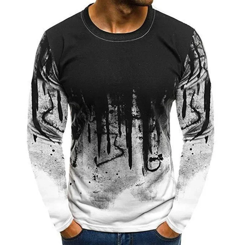 2026 New Autumn and Winter Men's Camouflage Pattern T-Shirt, 3D Printed T-Shirt, Autumn Casual Long Sleeved, Wide Round Neck view 2
