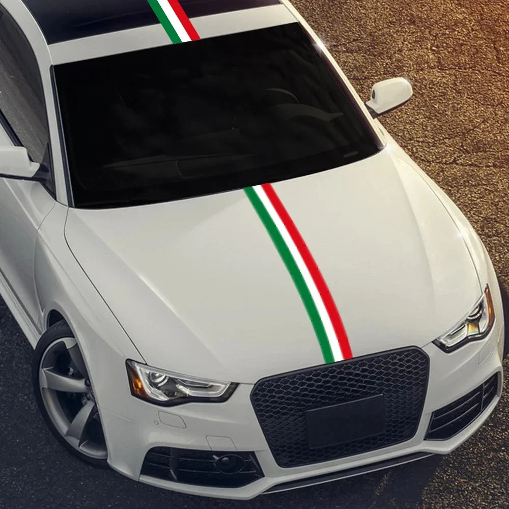 

Наклейка на капот автомобиля, Германия, Италия, цвет флага, виниловая полосатая наклейка для решетки, крыла, капот автомобиля, боковая юбка на крышу, украшение кузова, наклейка