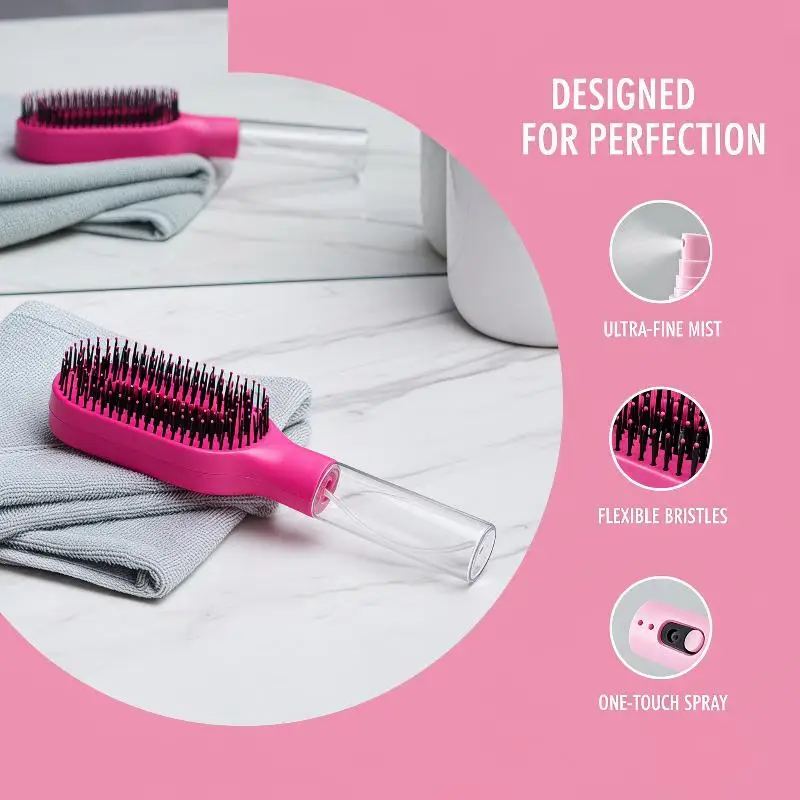 3Pcs Hair Care Set | Spray Detangler Brush, Root Comb Applicator Bottle & Scalp Massager For Wet & Dry Hair Styling, Scalp Care