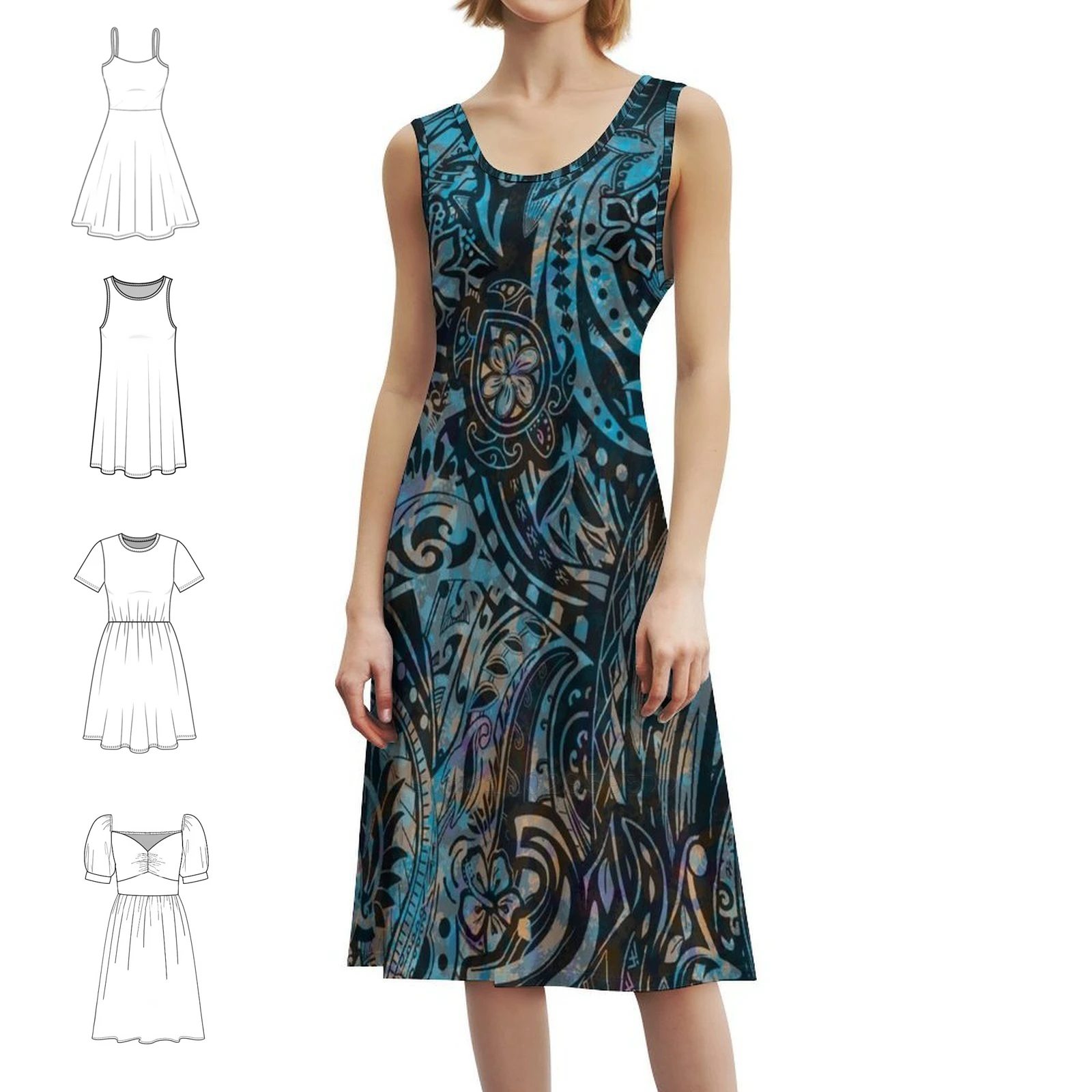 فستان حفلات نسائي تجريدي قبلية هاواي ملابس الشارع الشهير ملابس نادي مطبوعة عصرية للإناث هاواي ساموا بولينيزيا