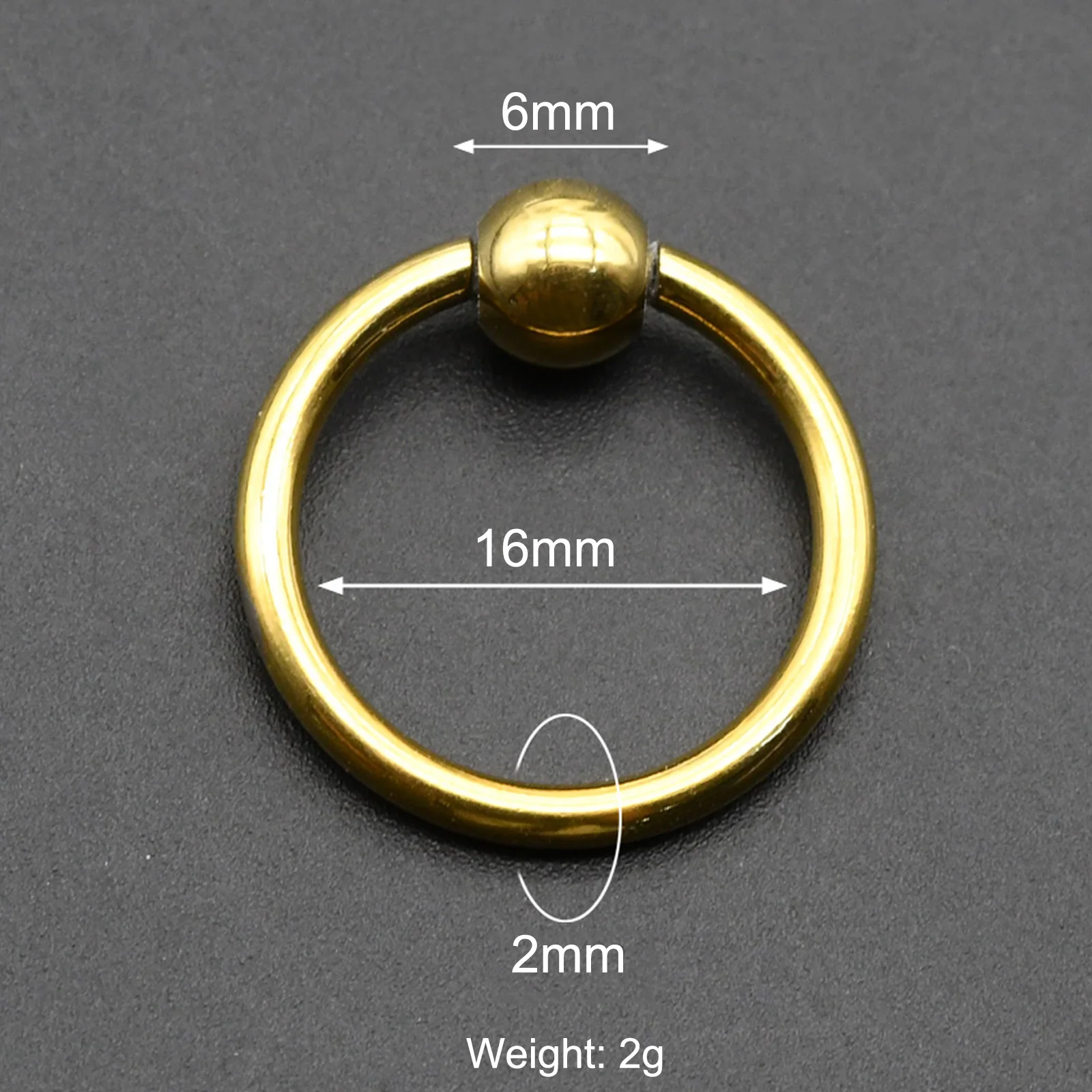 Large Gauge Surgical Steel Septum Piercing Nose Ring, Captive Bead