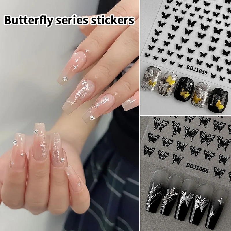 

1 Sheet Mini Butterfly Nail Art Stickers Decals 3d Cartoon Butterfly Design Adhesive Sliders For Women Nail Art Decorations
