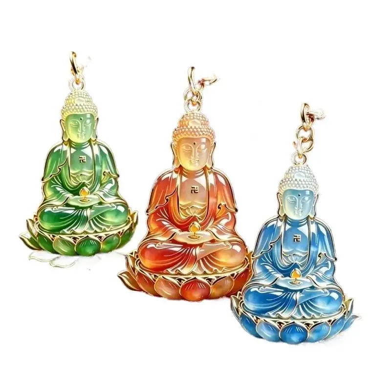 Lotus-Sitzender Sakyamuni Schlüsselanhänger, Exquisiter Emaille-Metall-Schlüsselring, 1 Stück, Tragbarer Schlüsselring für Rucksack-Dekoration, Geschenk für Enthusiasten – Detail 6