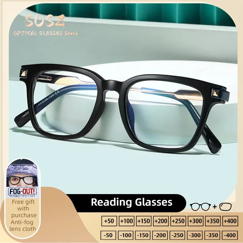 

SUSZ New Fashion Reading Glasses Classic Casual Style Retro Myopia PrescriptionProgressive Glasses Anti Blue Light UV Protection