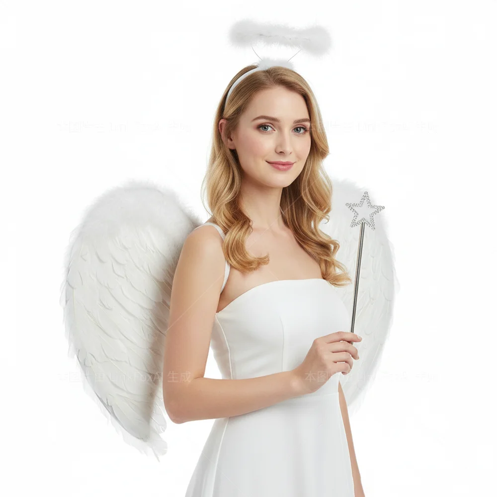 

PESENAR Valentine's Day costume set: wings, feather headpieces, flower garlands, etc., perfect for romantic themed parties
