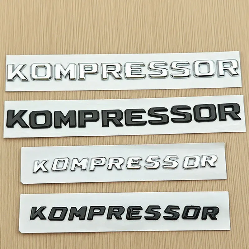 

3D ABS Chrome Black Letters Kompressor Logo Emblem Car Rear Trunk Sticker Badge Decal for Mercedes Auto Accessories