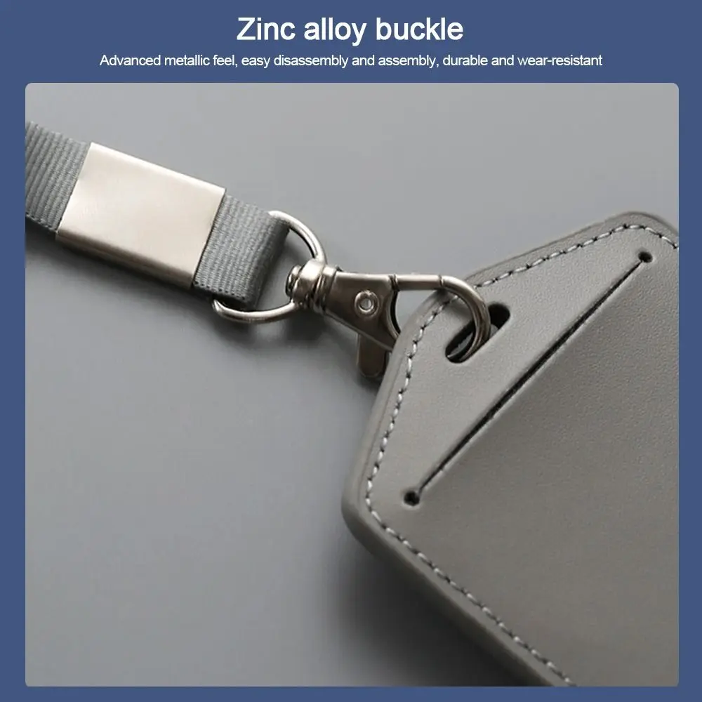 Hochwertiger Arbeitskartenhalter aus echtem Leder mit Umhängeband, einfarbig, Ausweishülle für Büroangestellte