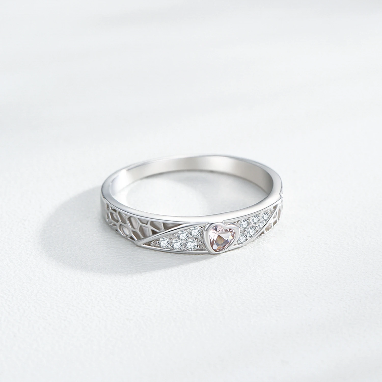 Ailmay  Retro 100% 925 Sterling Silver Champagne Love Zircon Ring For Women, Suitable For Everyday Wear And As Gifts