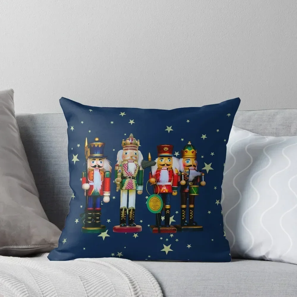 Holiday nutcrackers and cozying up by the fire. Throw Pillow Cushion Cover covers for pillows pillow