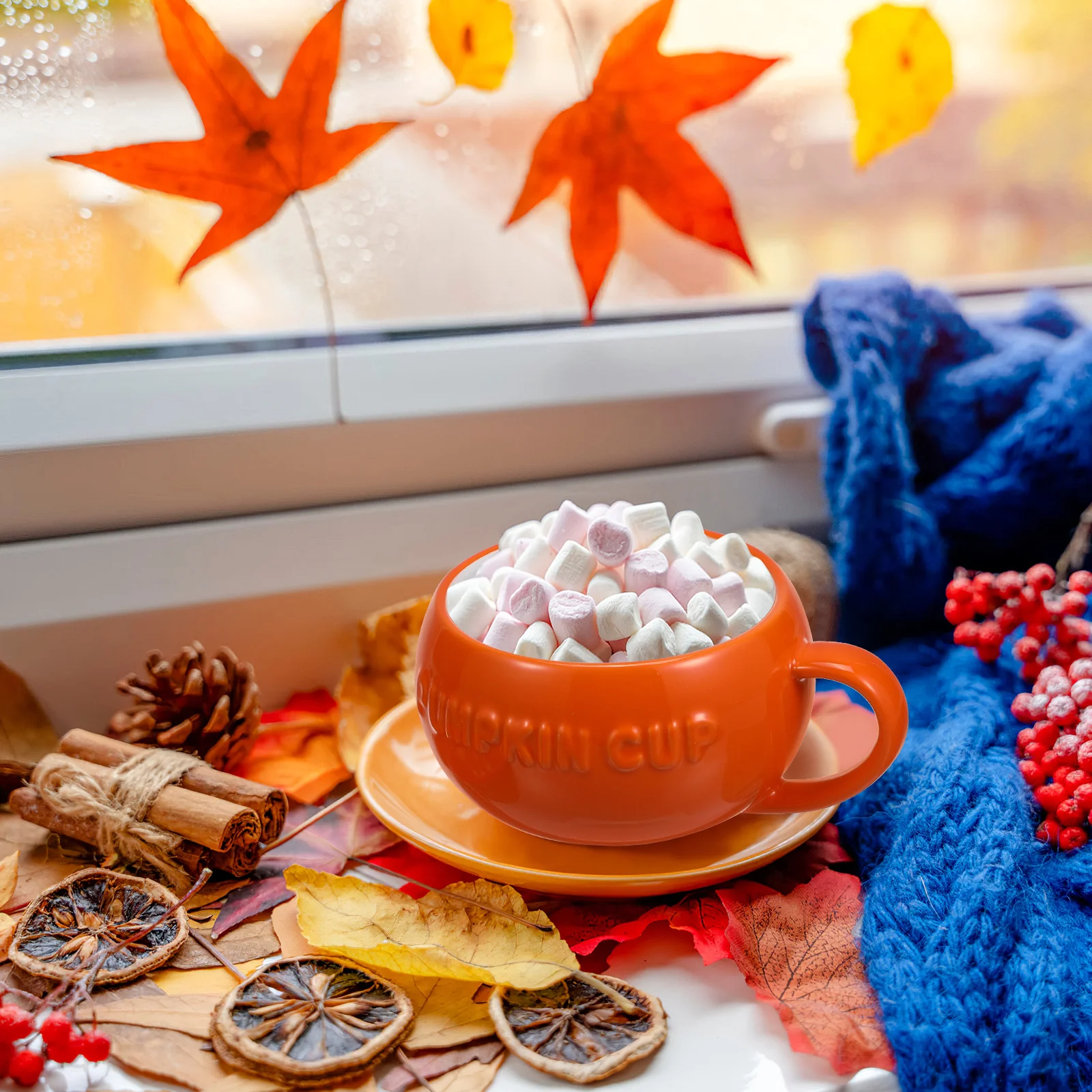 

2Pcs Pumpkin Cup Ceramic Halloween Milk Cups Orange Creative Coffee Cup Water Holder with Lid Halloween Pumpkin Mug