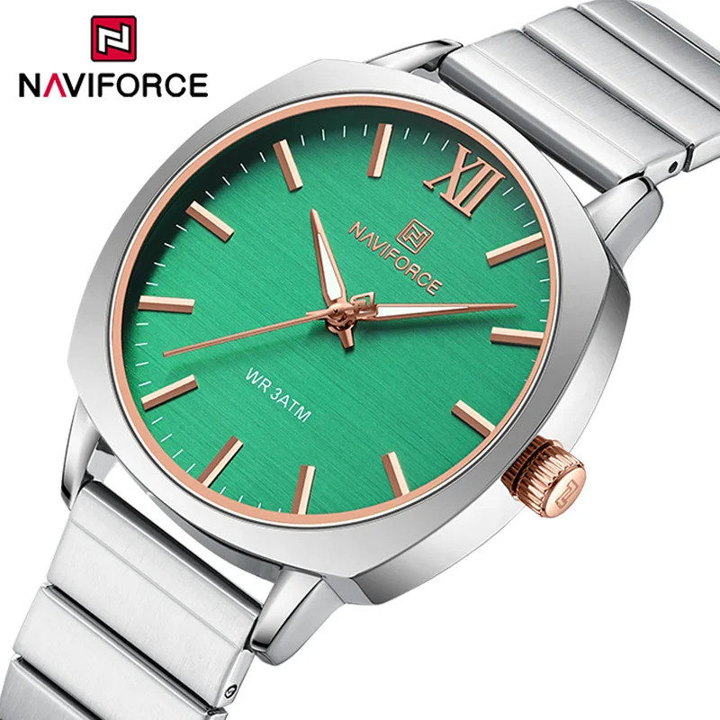 NAVIFORCE Waterproof Luminous Female Quartz Watches Elegant Fashion Wristwatch Simple Casual Stainless Steel Strap Ladies Gift