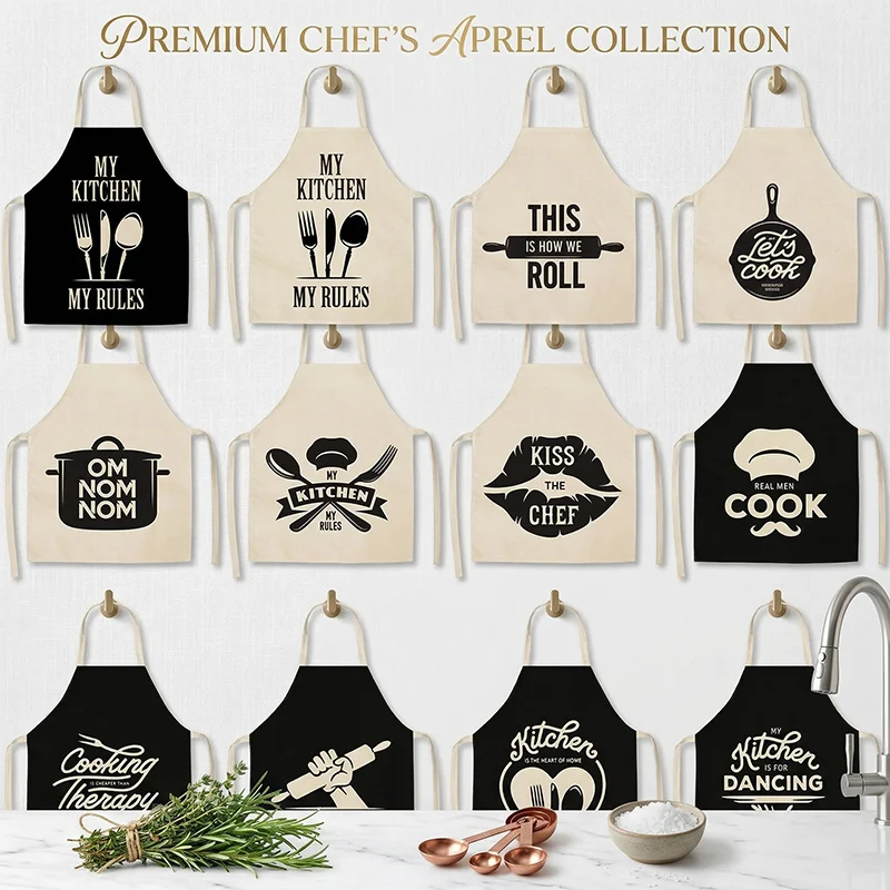 

Funny Quote Letter Print Apron My Kitchen My Rules Men Women Chef Cooking Baking Smock BBQ Grill Bib Housework Pinafore
