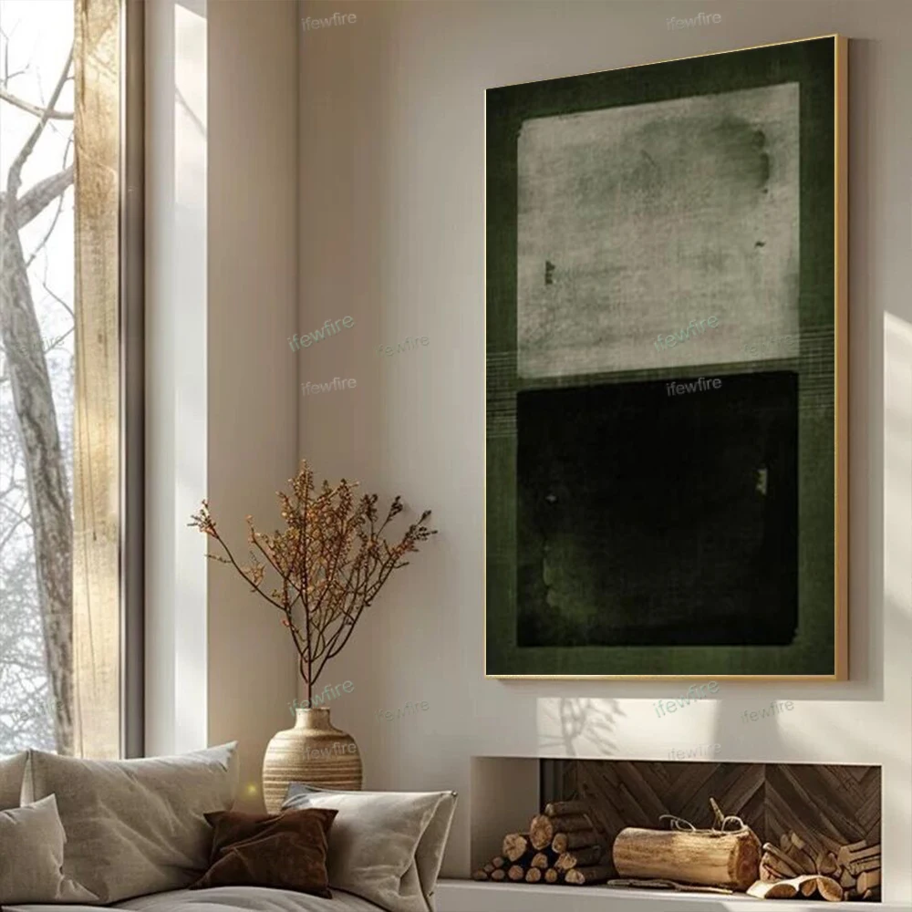

100% Hand-Painted Green Oil Painting On Canvas Modern Nordic Abstract Home Decor Wall Art Picture For Living Room Deco Artwork