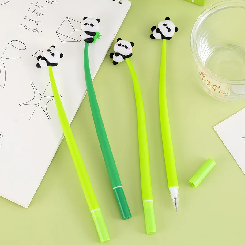 

2Pcs/Lot Cute Cartoon Panda Gel Pen Mix Color Kawaii Panda Bear Soft Shake Pens 0.5mm Black Ink Writing School Stationery Gifts