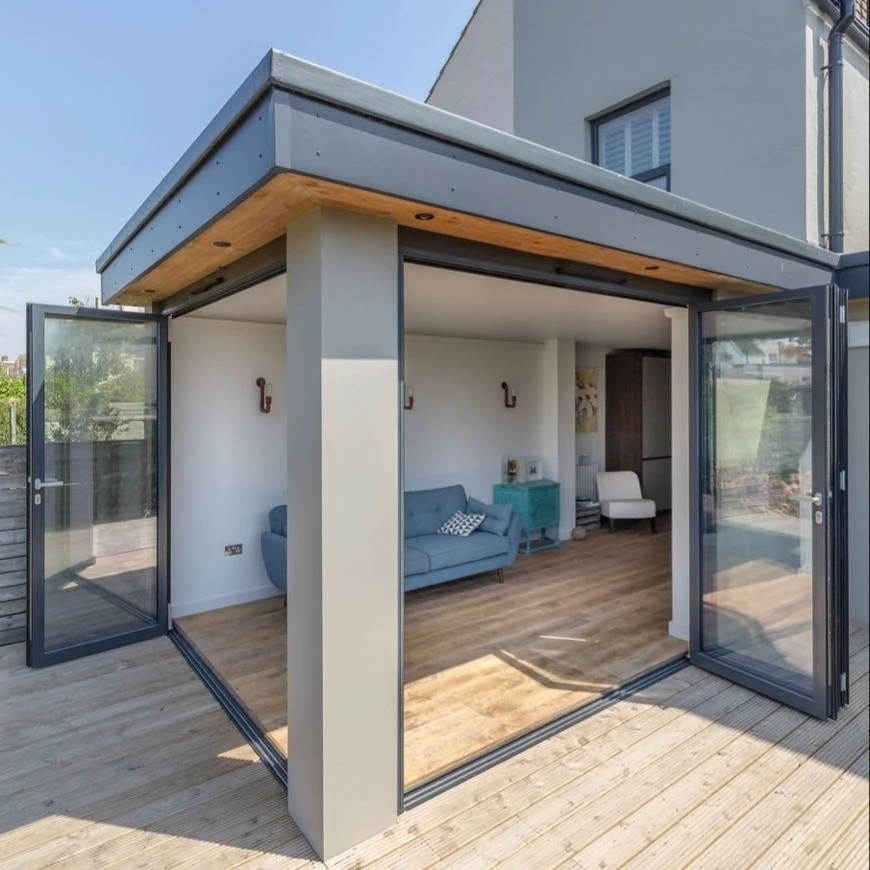 

Factory Double Glazed Aluminum Home Door Patio Accordion Folding Doors Soundproof Glass Exterior Panoramic Modern Bi-fold Door