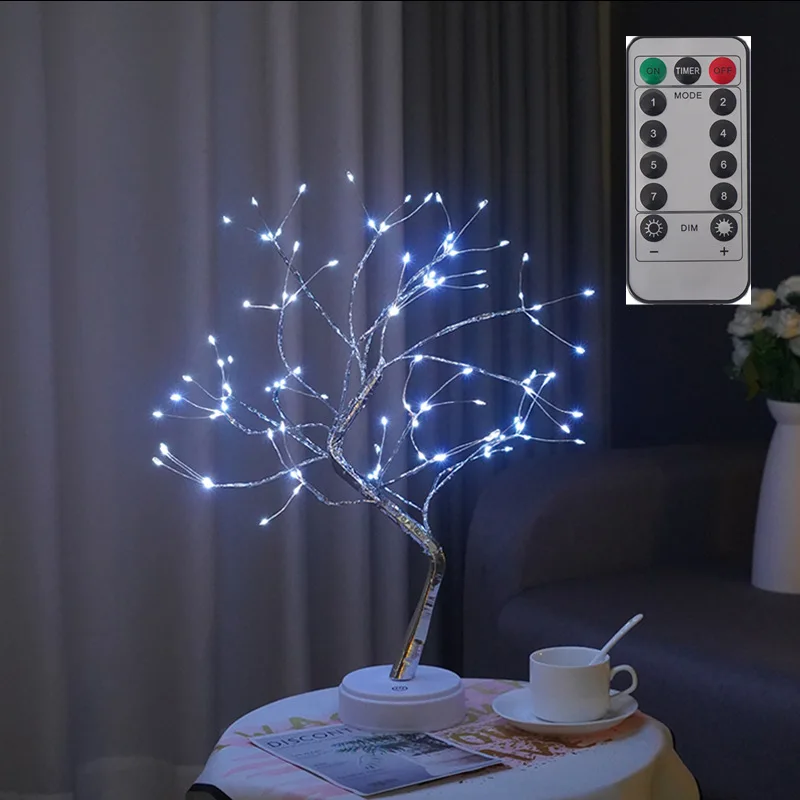 Remote Control RGB Fairy Tree Table Lamp,Night Light, DIY Adjustable Branch,108 LED USB Battery, Valentine Gift For Girls Women